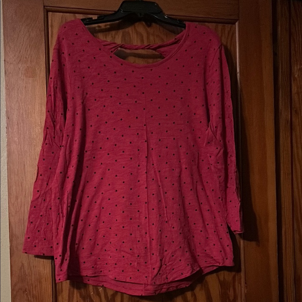 GAP Red Relaxed Blouse with Long Sleeves